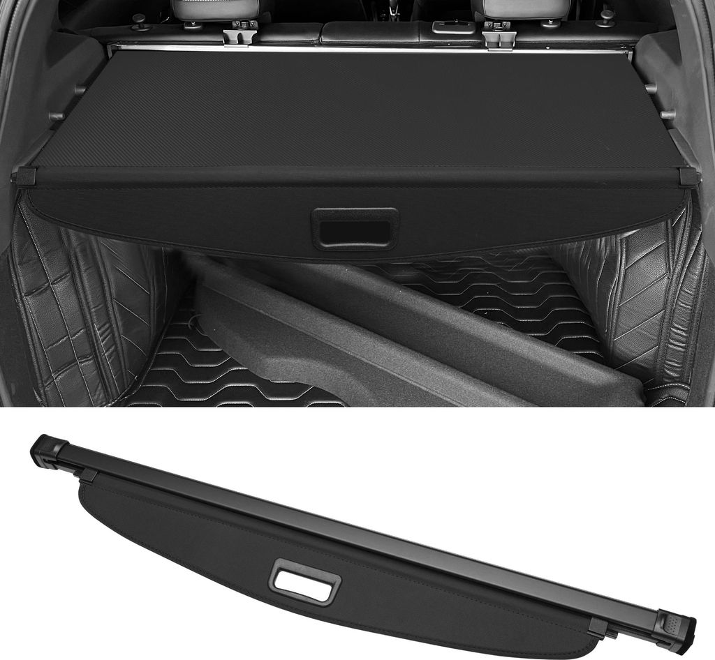 Kofferraum ausziehbare Laderaumabdeckung für Ford Ecosport 2013-2017 Heckklappenablage Gepäcksicherheitsschutzschirm, Leinwand, Glanzschwarz