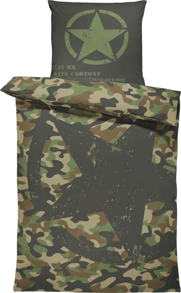 Camouflage Bettwäsche 135x200 cm Militär US Army Stern Camo Produktbild 