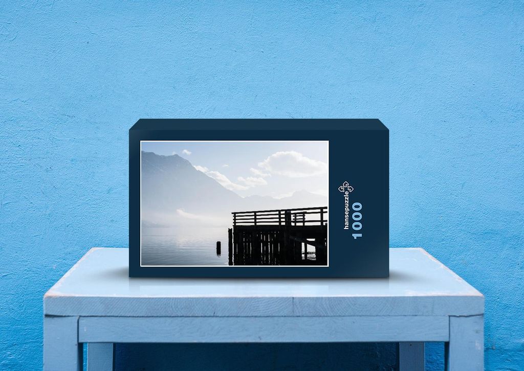 hansepuzzle 24034 - Nebel über dem See Puzzle, 1000 Teile, Natur, 60,0 x 46,0cm mit hochwertiger Aufbewahrung, Kartonbox & Beutel