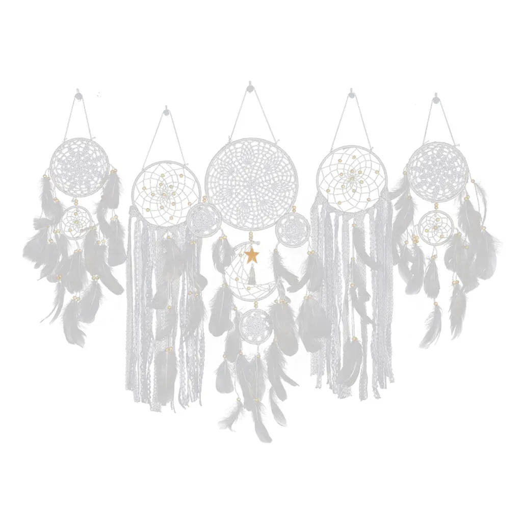 Attrape-rêves géant bohème - Décoration murale artisanale en plumes