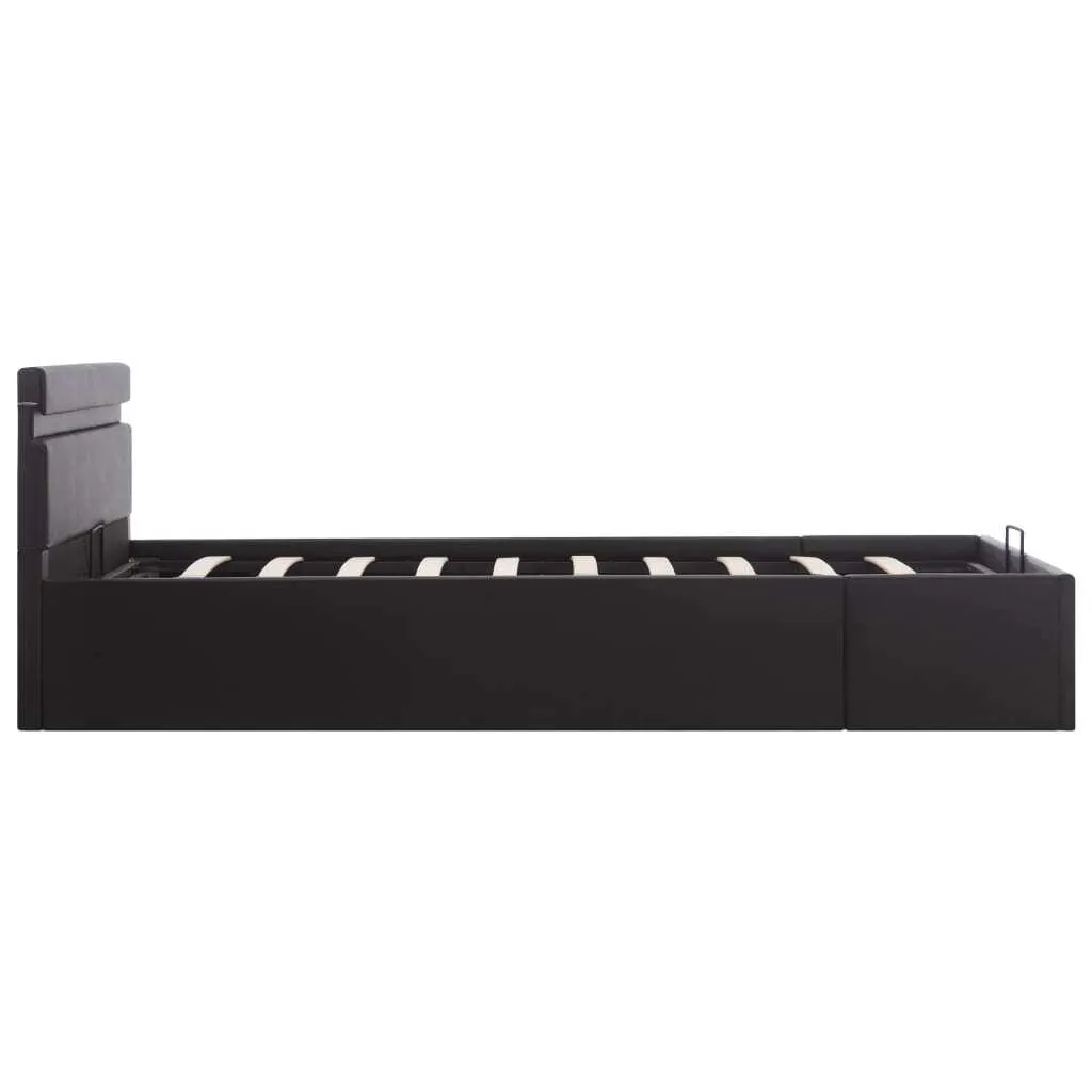 Lit avec rangement hydraulique LED noir - Structure robuste et coffre spacieux