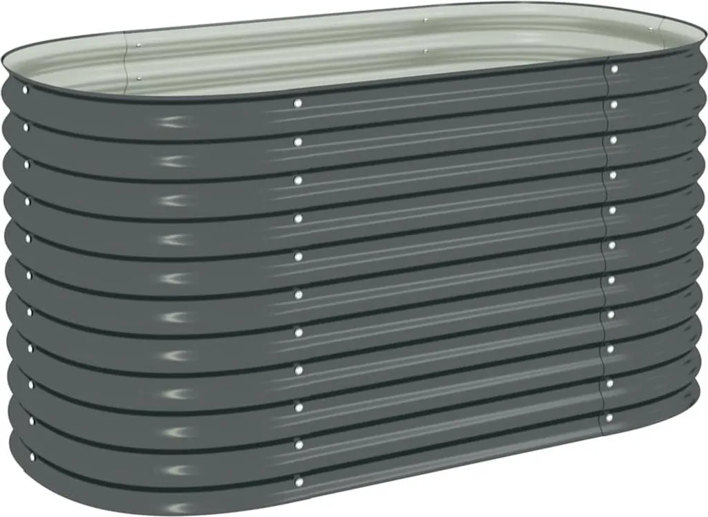 Bac à fleurs surélevé 160 cm en acier galvanisé gris résistant et durable - 2