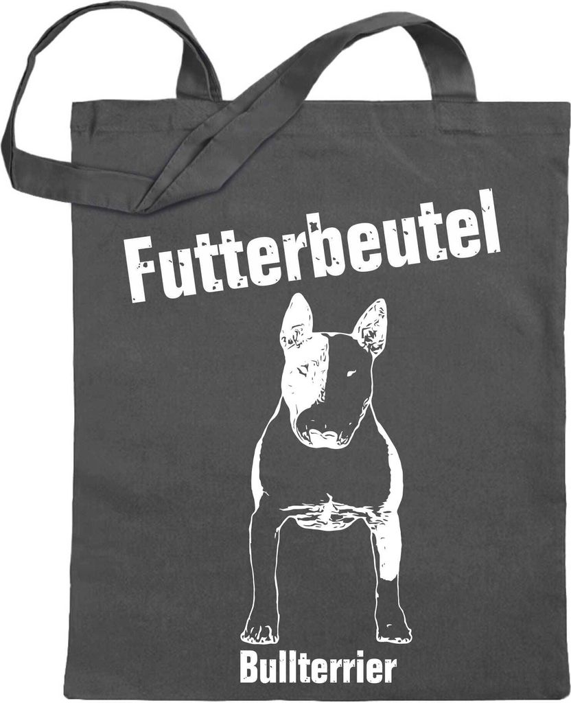 Kiwistar Futterbeutel - Bullterrier - Einkaufsbeutel mit Motiv Hund - Jutebeutel bedruckt - Tragetasche Stoffbeutel Umhängetasche Langer Henkel - ...
