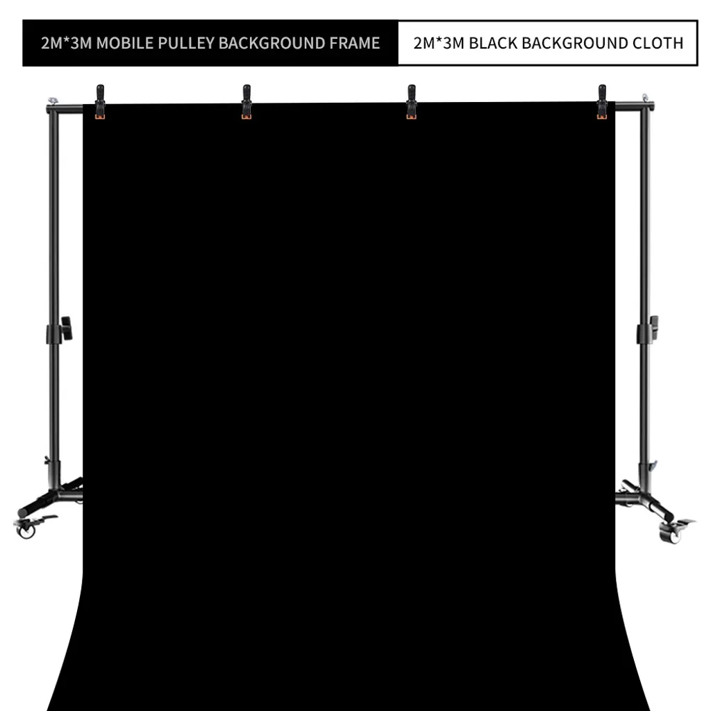Support de Fond Photo Réglable 200x300cm Noir - Kit Studio Mobile
