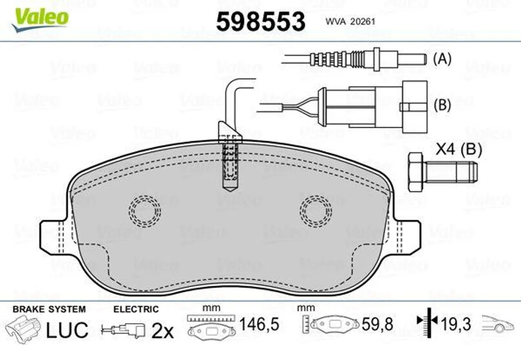 Plaquettes de Frein à Disque Valeo 598553 pour Jumpy Scudo et Expert