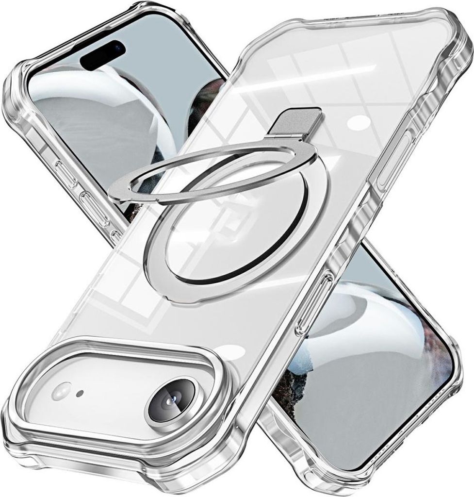 iPhone Air Hülle - Coverup ShockProof TPU Back Cover mit MagSafe Compatible Ring Kickstand - Transparent