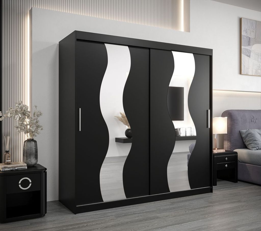 Kleiderschrank JESIKA – Breite 200 cm, schwarz