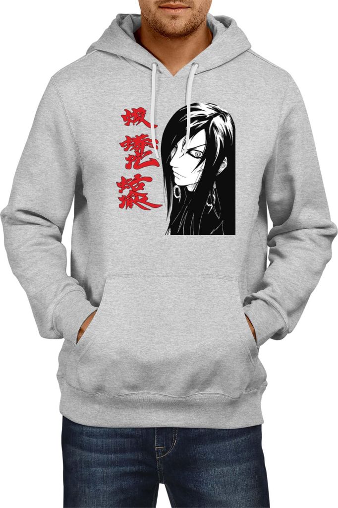 Herren Kapuzenpullover Naruto Orochimaru 01, Man L / Grau