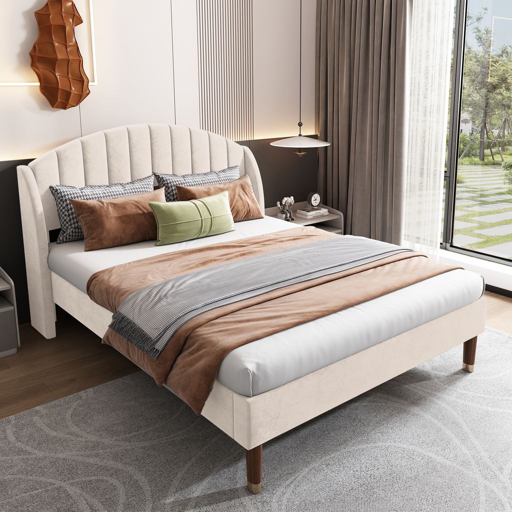 okwish Polsterbett Jugendbett,140x200 Doppelbett mit Lattenrost und Kopfteil, Holzlattenunterstützung, mit Matratze, Rosa