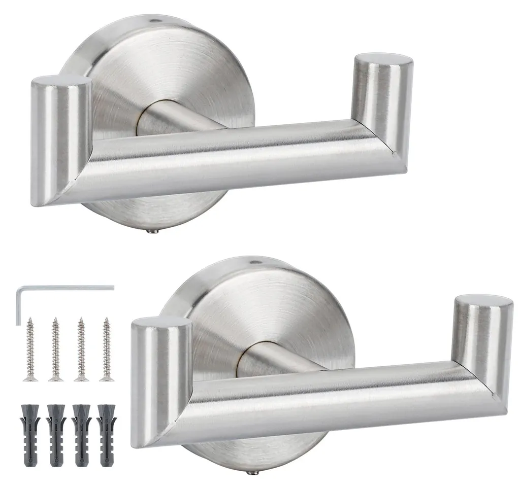 Crochets porte-serviettes en acier inox (lot de 2) à visser - Argent
