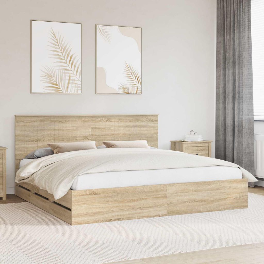 "Schlussverkauf" Doppelbett - Bettgestell 2 PLACES - Sonoma-Eiche 200x200 cm Ingenieurs Holz C4746