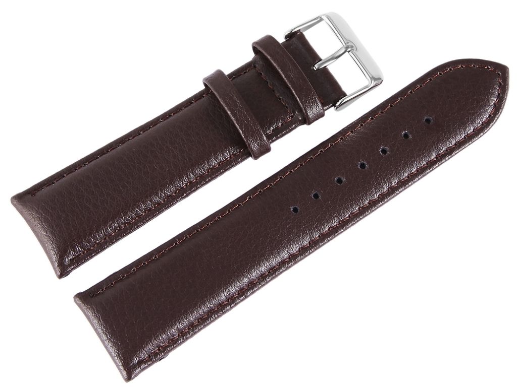 Basic Echtleder Armband in dunkelbraun, genarbt, gepolstert, 24 mm