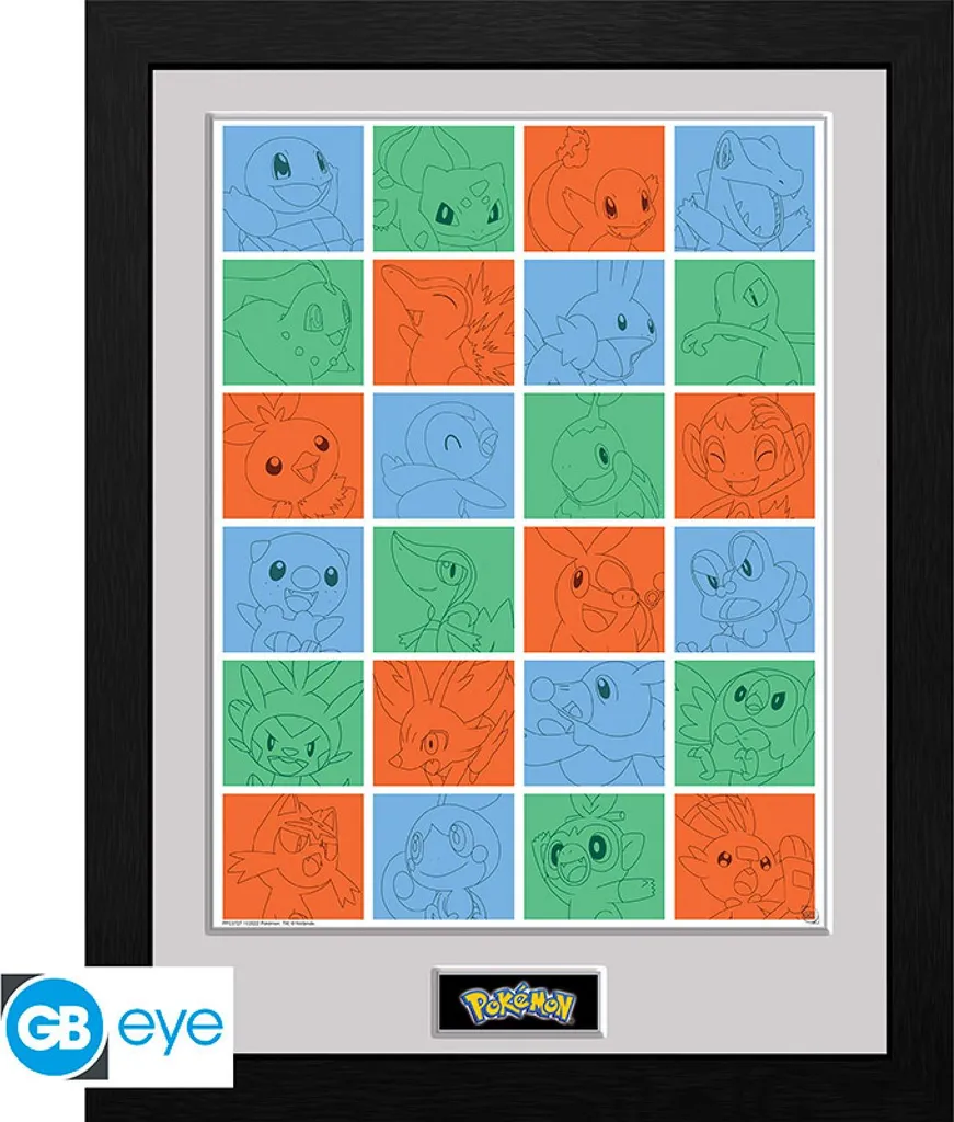 Cadre Photo Pokémon First Partner Grid - Finition Premium Anti-Poussière