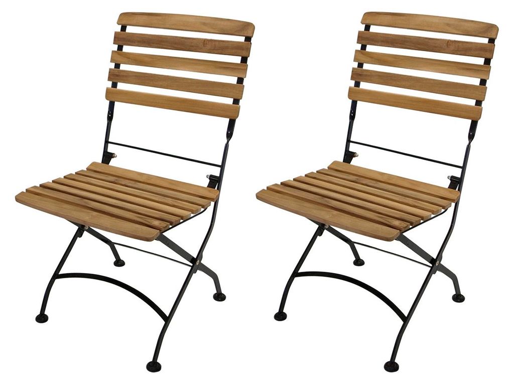 Klappstuhl Gartenstuhl Stuhl mit Flachstahlgestell 2er Set