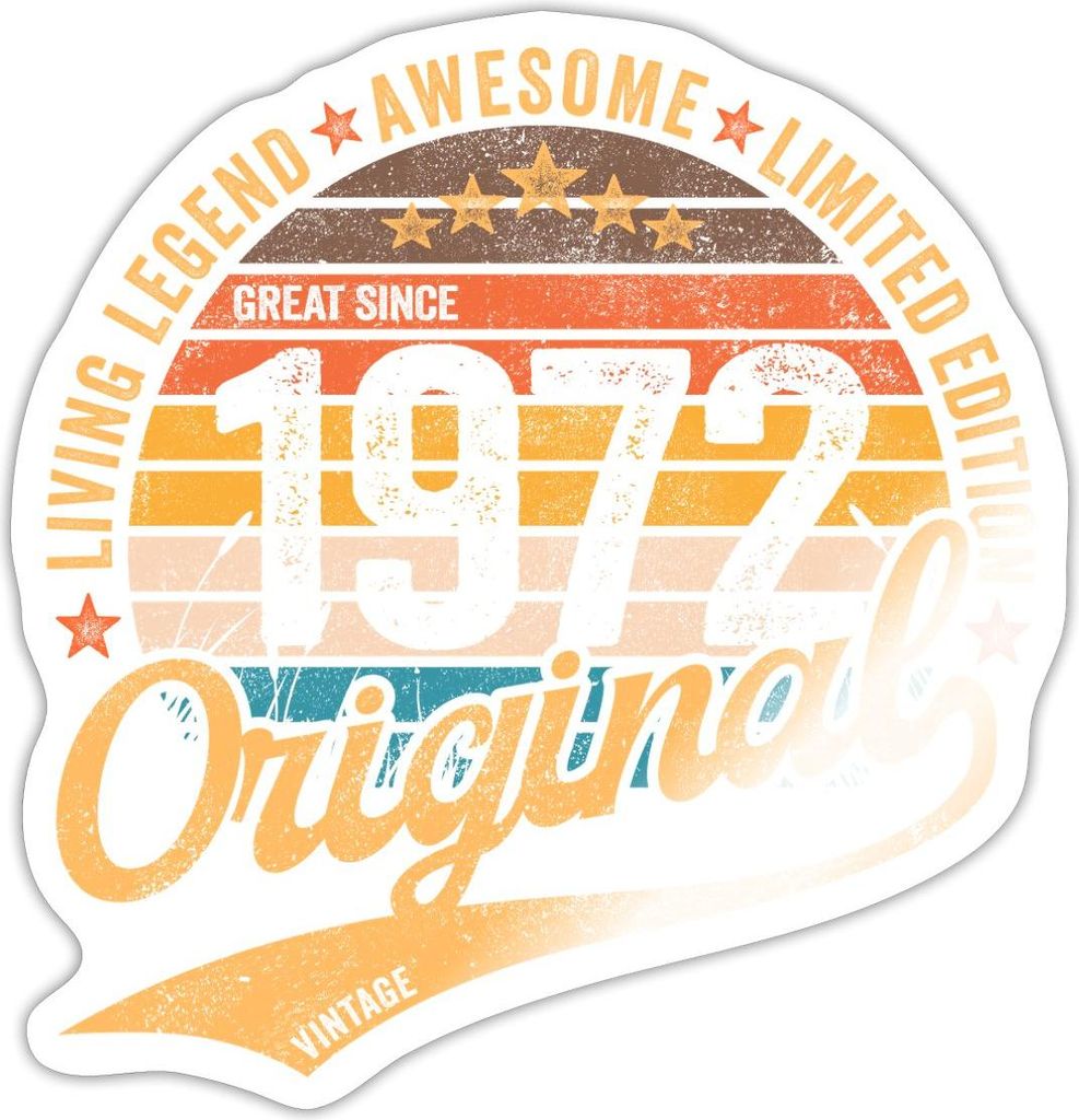 Spreadshirt Jahrgang 1972 50. Geburtstag Geschenk Vintage Limited Edition Sticker Aufkleber, 10 x 10 cm, Weiß glänzend