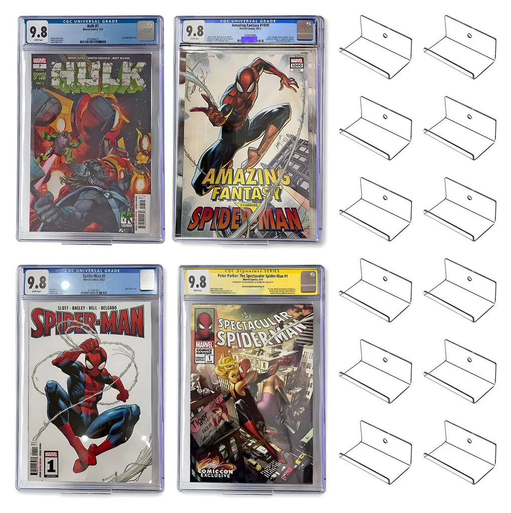 Lot de 12 Présentoirs Muraux Transparents pour Bandes Dessinées et Manga