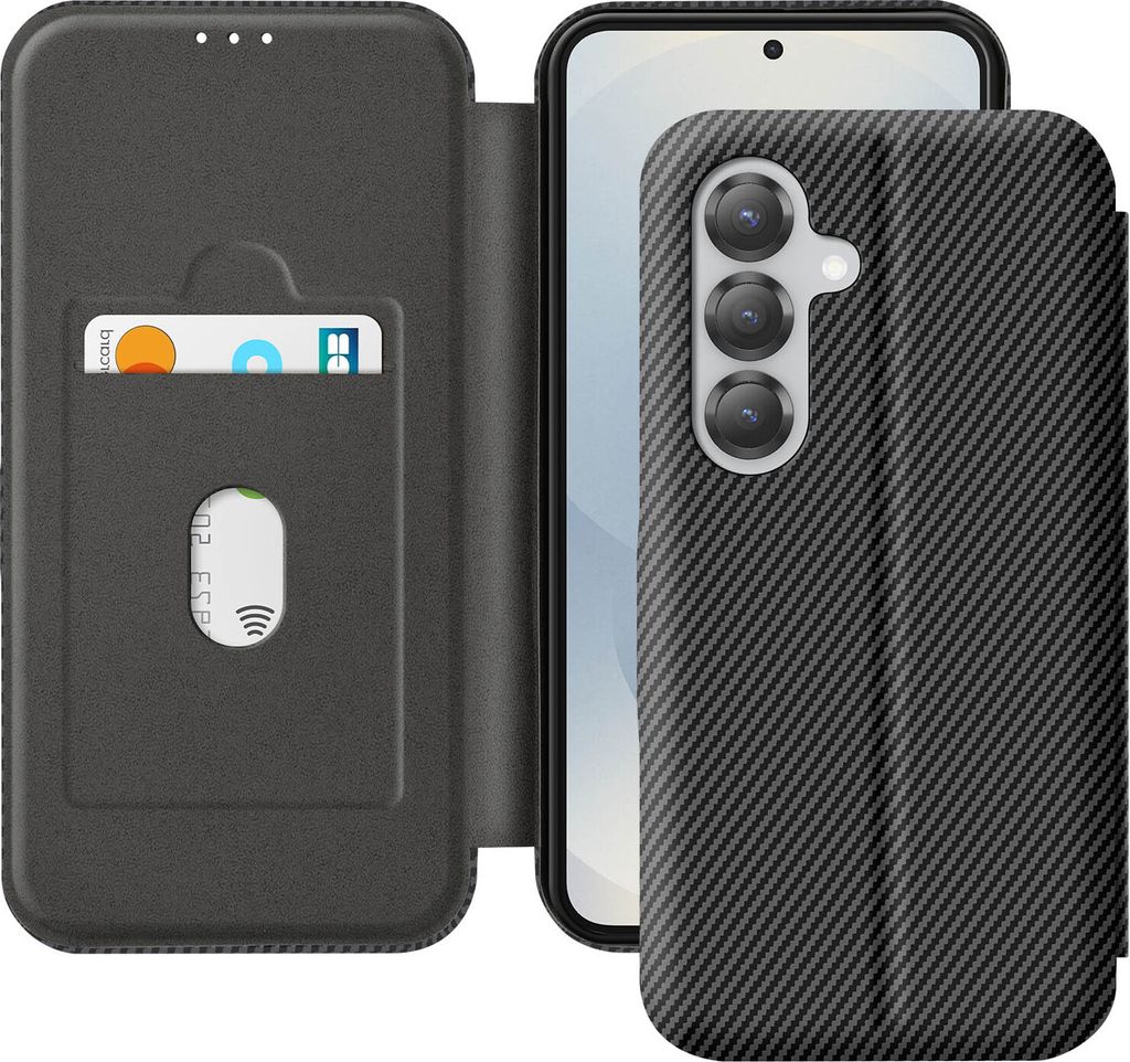 Avizar, Etui für Samsung S25 Carbon Design, Video-Ständer & Produktbild 