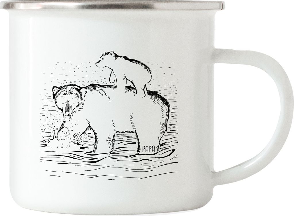Emaille Tasse Bärenstarker Papa Spruch Geschenkidee Vatertag Geburtstag Bester Papa Vater