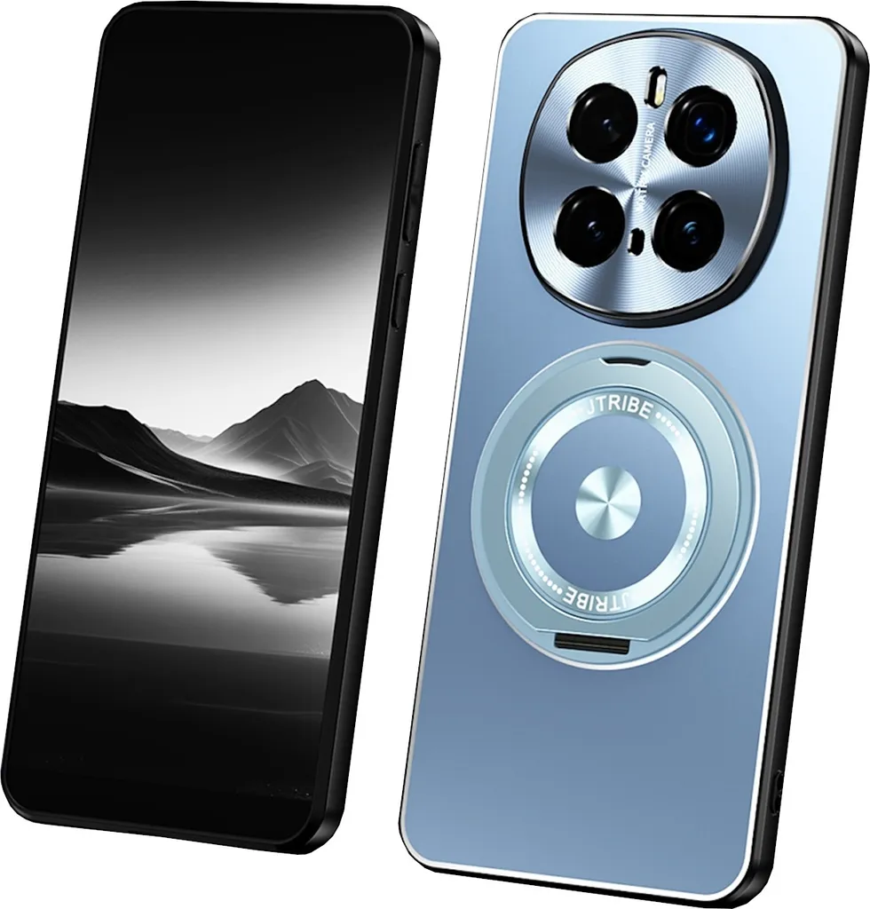 Cover per Honor Magic 7 Pro con Anello - Blu Opaco e Metallo
