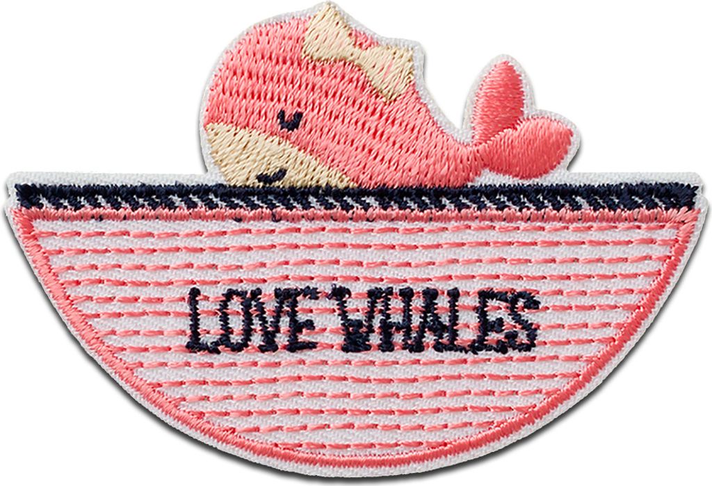 Mono Quick Wal Liebe rosa Tier - Aufnäher, Bügelbild, Aufbügler, Applikationen, Patches, Flicken, zum aufbügeln, Größe: 4,8 x 7,1 cm