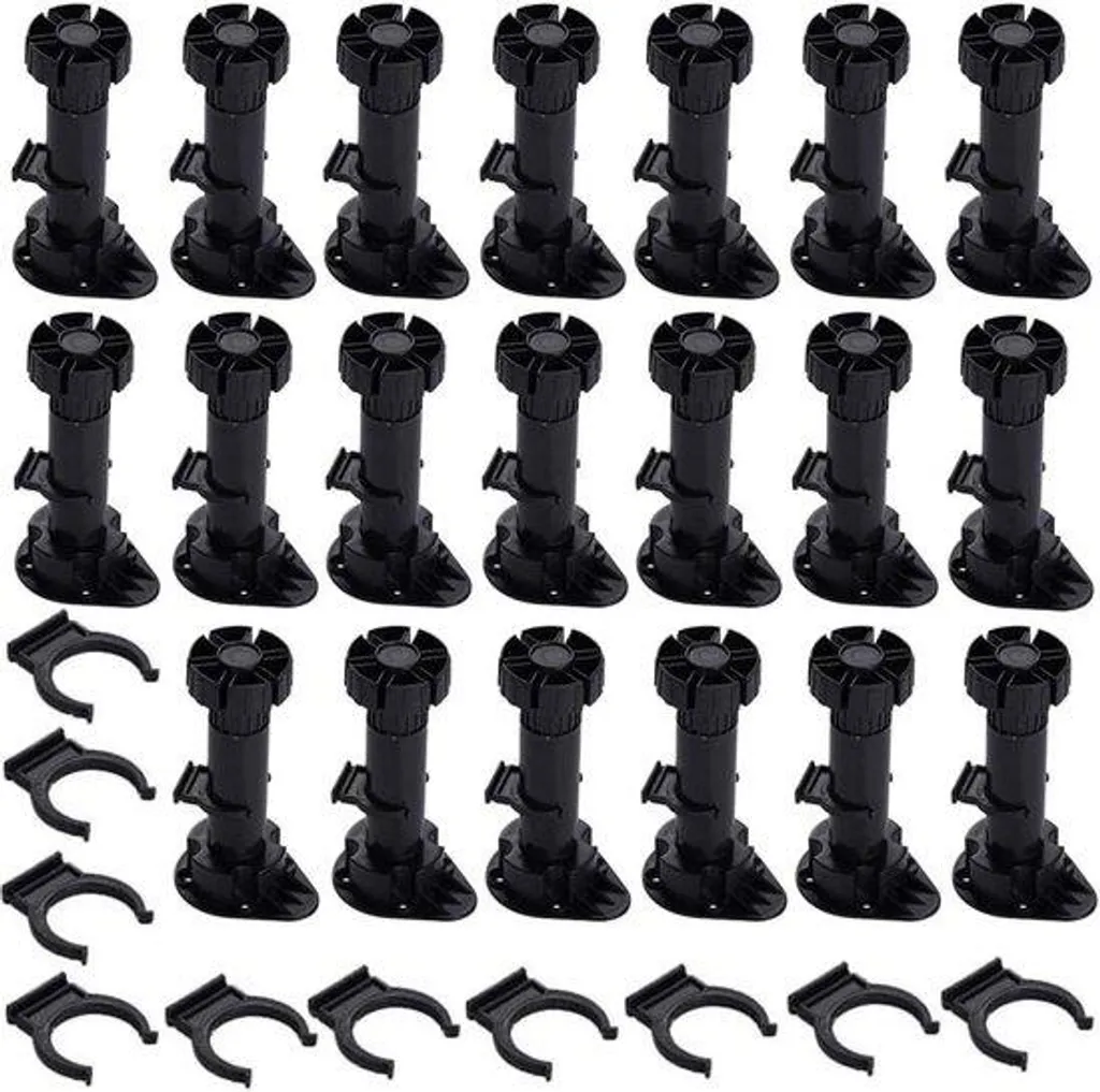 Lot de 20 pieds de cuisine réglables avec clips pour plinthe 120-150 mm