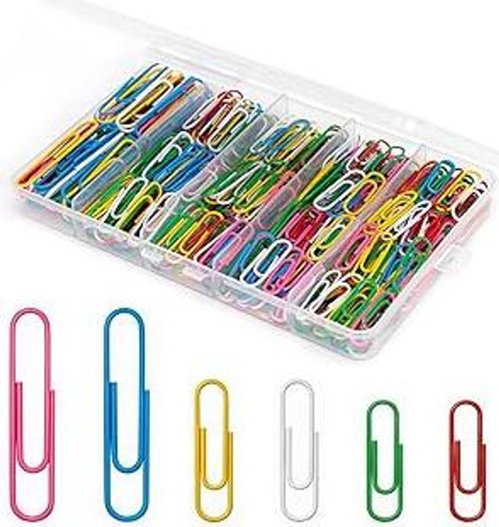 OWLKELA Büroklammern Bunt, 400 Stück, Groß und Klein 28mm/33mm/50mm, Mehrfarbige Büroklammern Set, Aktenklammern für Büro, Schule & Zuhause