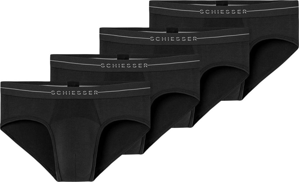 Schiesser 4er Pack Baumwolle Flex Rio Slip / Unterhose Mit Logo-Webgummibund, Perfekter Sitz, hoher Komfort, Elastisches Material