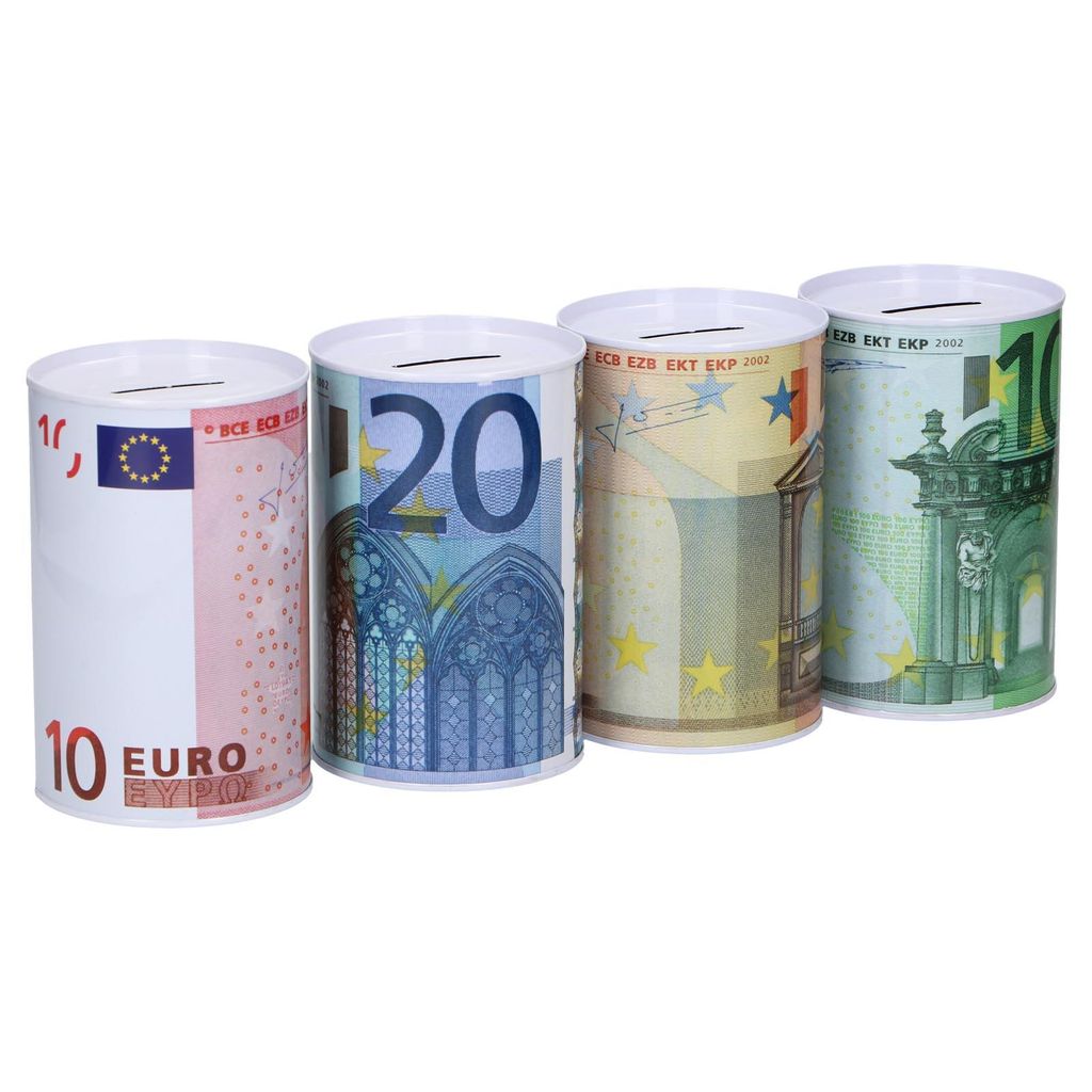 4er Set Spardose im Euro-Design Metall Blech Dose Produktbild 