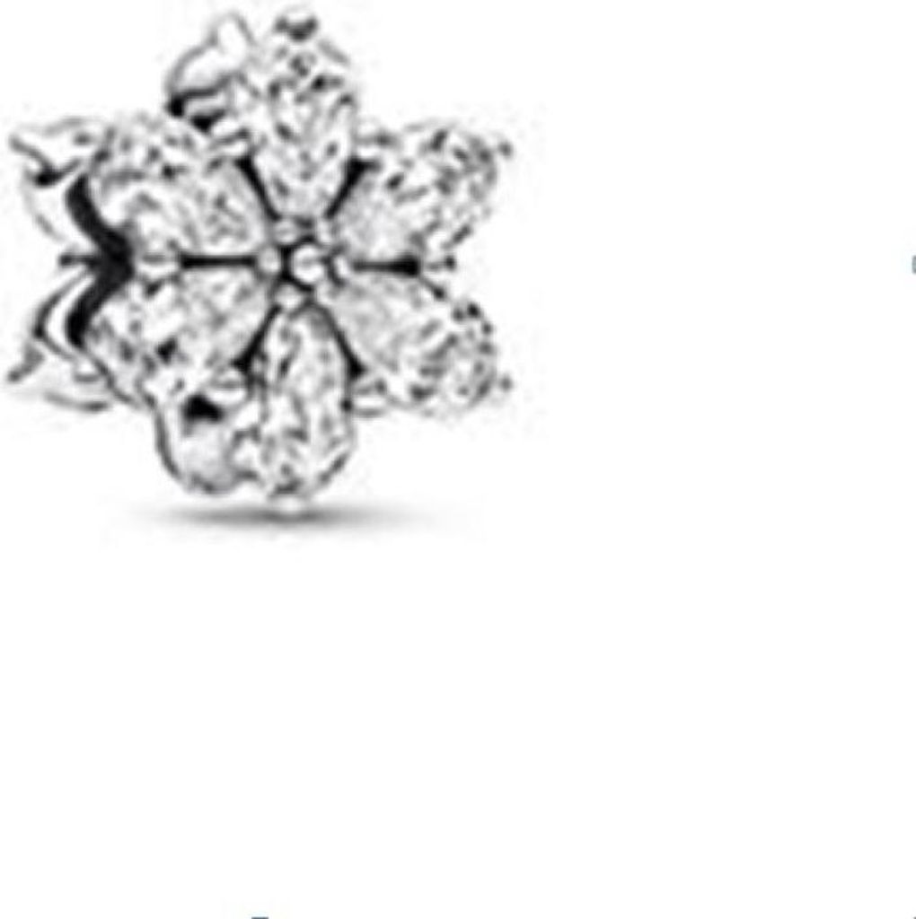 A close-up, studio shot of a single, sparkling flower-shaped charm.