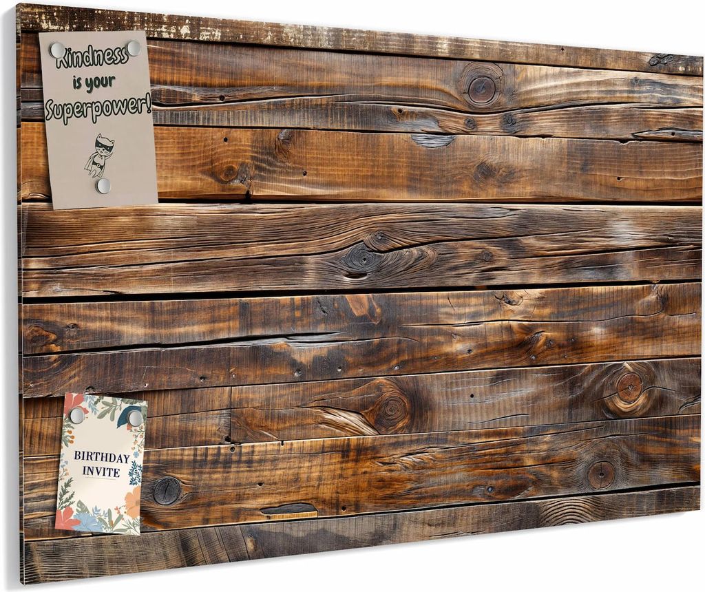 Magnettafel 90x60cm magnetisch & beschreibbar Metall-Board - Holzmaserung