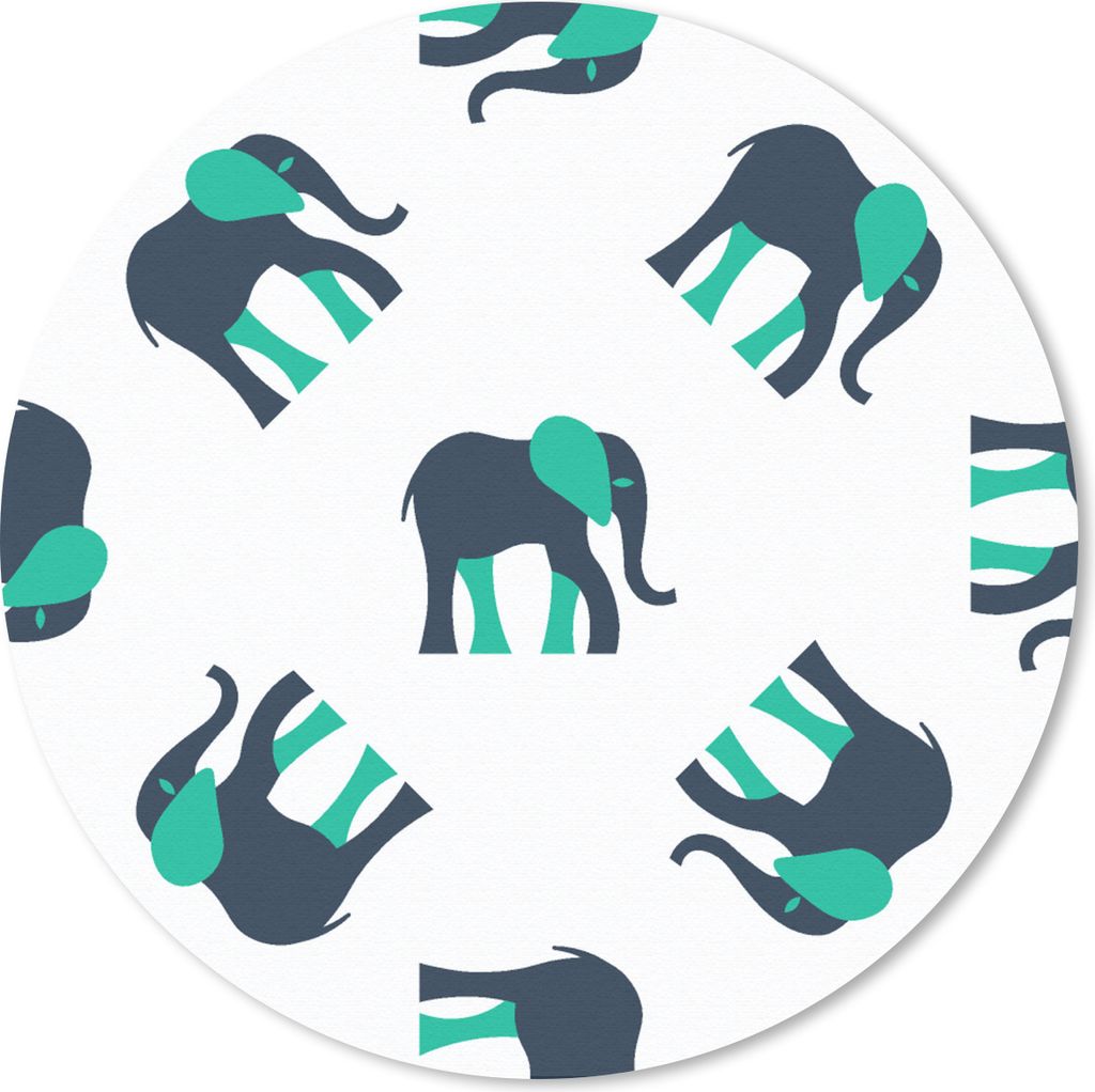 MuchoWow Mauspad Mousepad Elefant - Muster - Grün 20x20 cm - Mousepads - Maus Mat - Pad - Mausunterlage - Schreibtischmatte