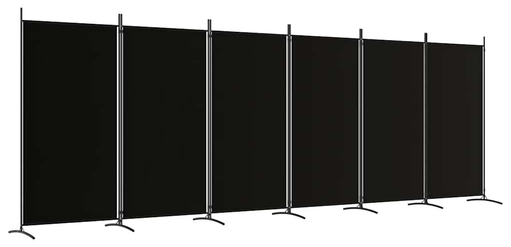 vidaXL schermo pieghevole 6 pezzi nero 520x180 cm tessuto Immagine del prodotto 