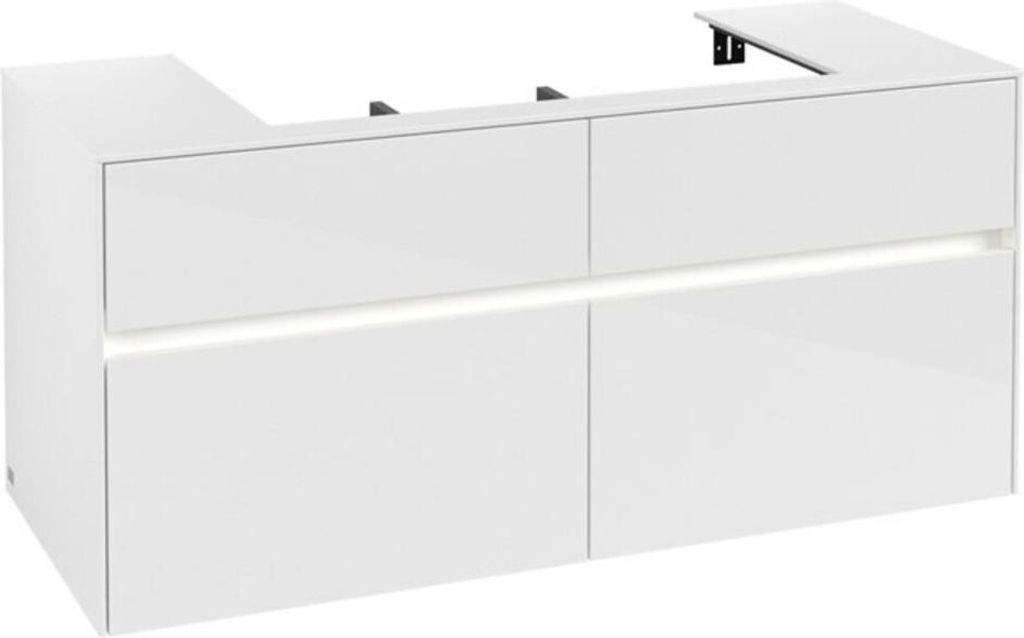 V&B Waschtischunterschrank Collaro 120x54,8x50cm, WT mi, LED 8,8 W, glo wh.