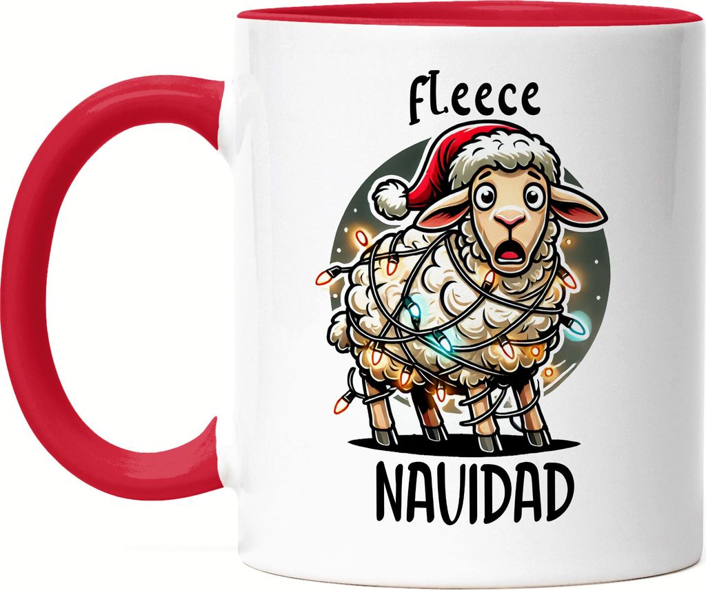 Lustiges Schaf Weihnachten Tasse Rot Fleece Navidad Feliz Navidad Xmas