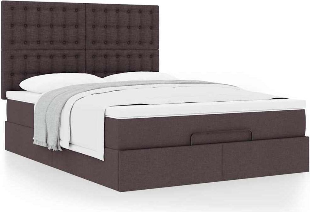 Maison Exclusive - Ottoman-Bett mit Matratze Dunkelbraun 140x200 cm Stoff