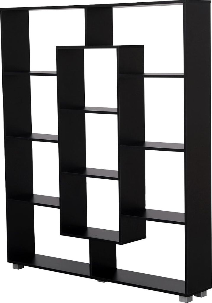 Bücherschrank EMILY Schwarz, 11 Fächer, H 148,5cm x B 130cm x T 21cm