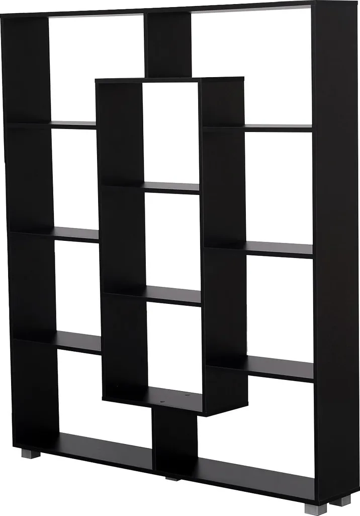 Étagère de rangement noire 11 compartiments - Meuble bibliothèque EMILY