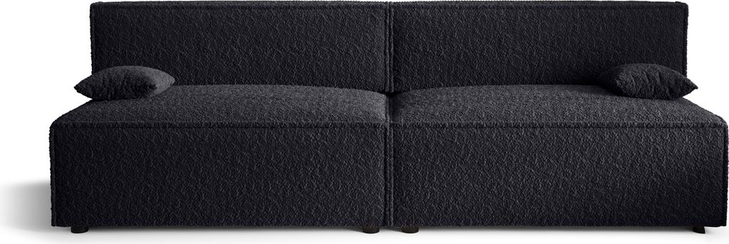 Schlafsofa Alvito X2, Farbe: Schwarz. Material: Bouclé. A: B: 272 cm, H: 85 cm, L: 94 cm,, Sofa mit Bettkasten und Schlaffunktion, Bettsofa, Schla...
