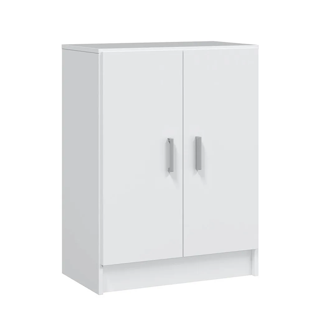 Buffet bas blanc polyvalent - Petit meuble de rangement 59 cm large