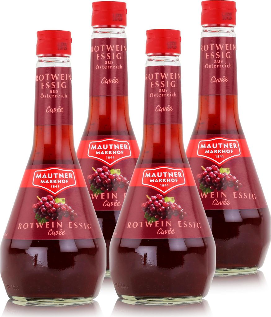 Mautner Rotwein Essig Cuvée 0,5L - Essig aus Österreich (4er Pack)