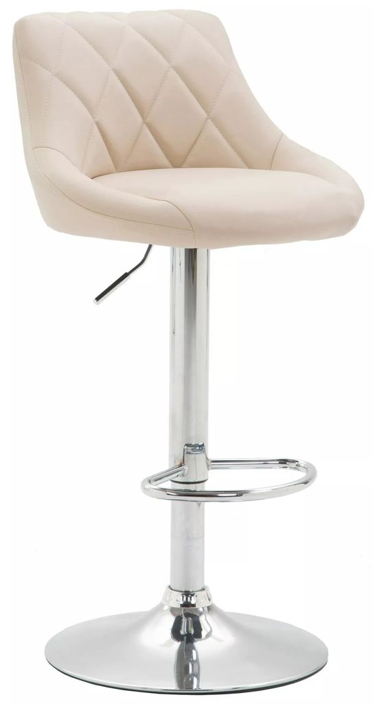 In And OutdoorMatch Luxus Barhocker Karly - Beige - Kunstleder - Chrom - Ergonomische Barstühle - 1er Set - Mit Rückenlehne - Fußstütze - Für ...