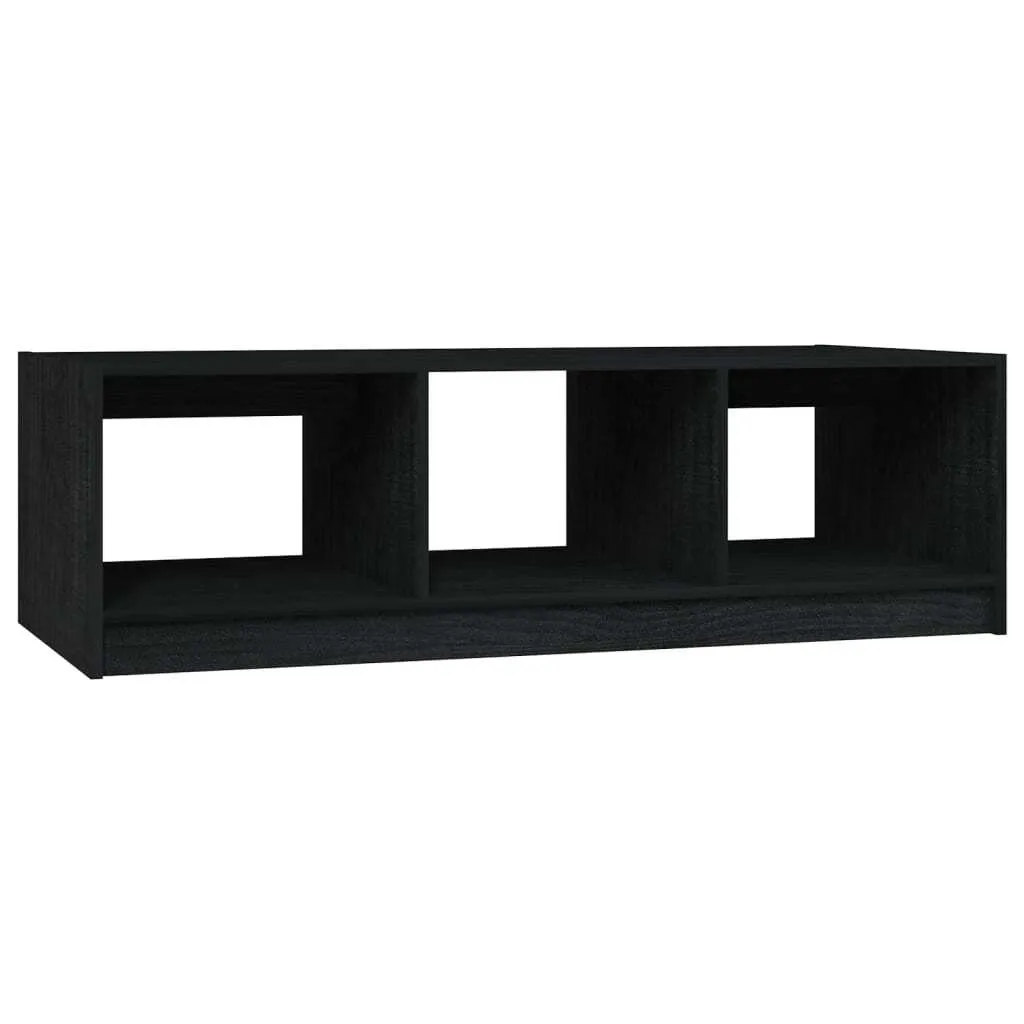 Tavolino Basso Nero 110x50x34 cm Legno Pino Massiccio Alta Qualità