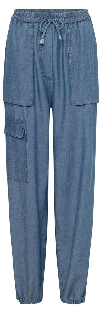Lässige Hellblaue Hose Größe 40 aus Lyocell-Leinen-Mix mit Cargotaschen und elastischem Bund
