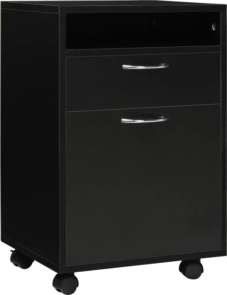 Support imprimante pour studio et rangement dossiers mobile noir 60cm