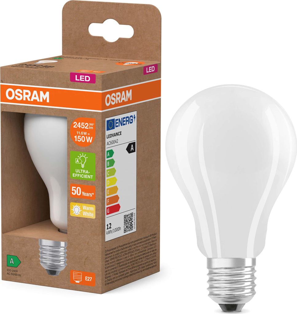 Żarówka LED A70 E27 11.6W = 150W 2452lm 2700K Ciepła 330° Zdjęcie produktu 
