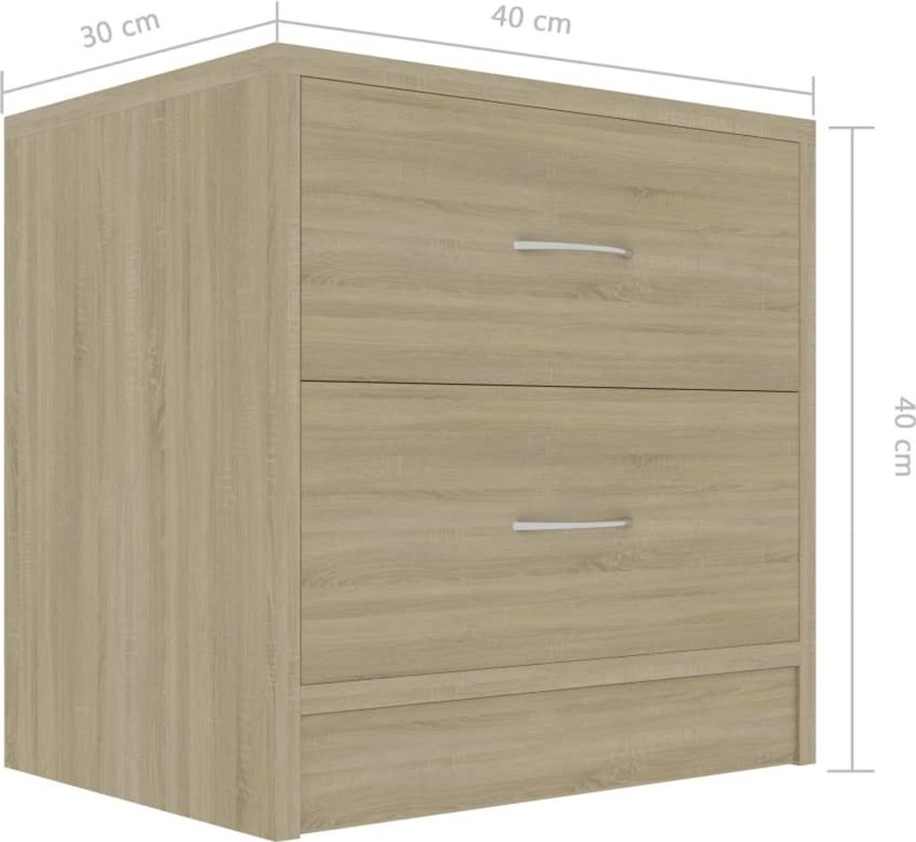 vidaXL Nachttische 2 Stk. Sonoma-Eiche 40x30x40 cm Produktbild 7