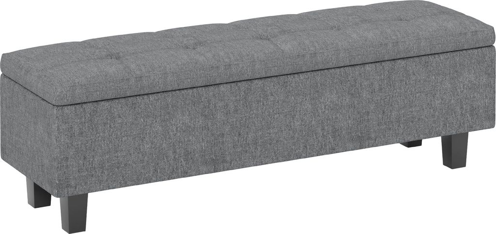 HOMCOM Sitzbank mit Stauraum, Polsterbank mit Leinenoptik, Holzbeine, Moderne Bettbank für Flur, Schlafzimmer, Wohnzimmer, 138 x 40 x 45 cm, Dunke...
