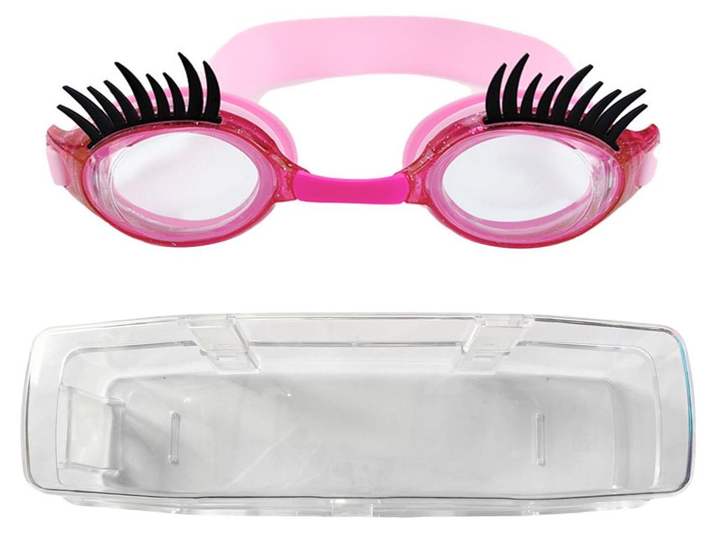 Schwimmbrille für Kinder mit Wimpern, wasserdicht, auslaufsicher, beschlagfrei, UV-Schutz, klare Gläser, Silikon-Schwimmbrille für Jungen und M...