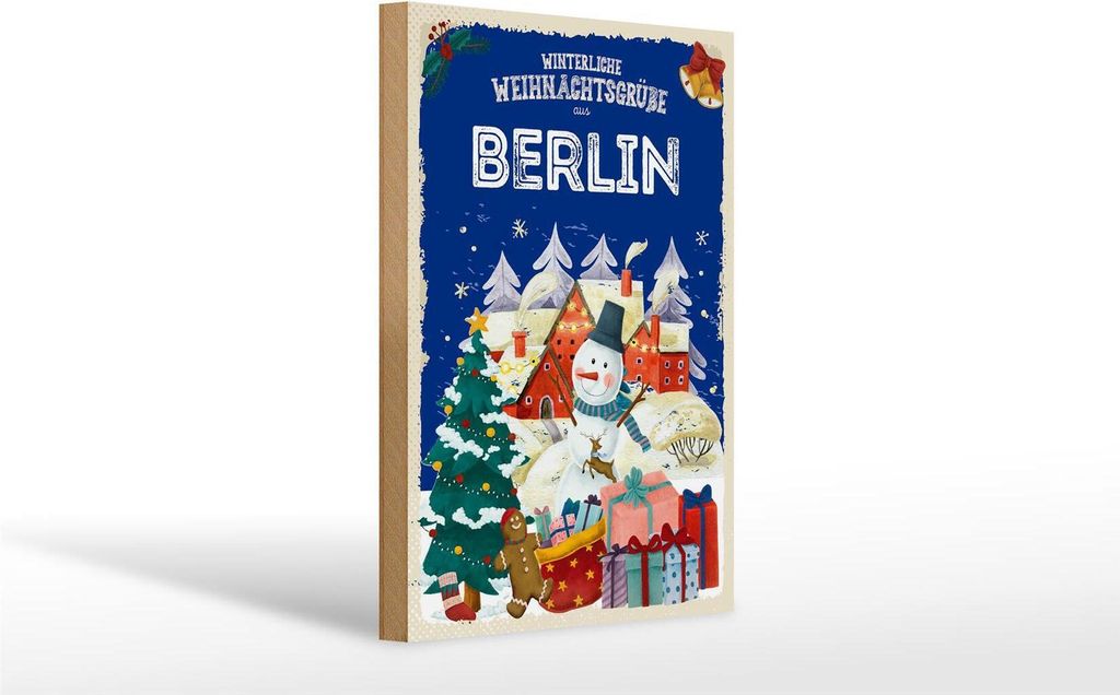Holzschild Berlin, 30 x 20 cm, Weihnachten Holzschilder Deko Gruß