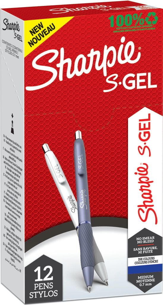Sharpie Gelschreiber Fashion S-Gel 0,7mm | 12 Stück blaue Schriftfarbe Faltschachtel